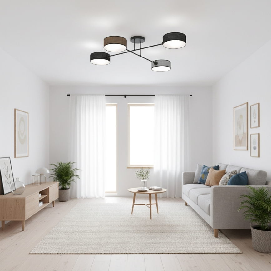 Lampadario a plafone MAGA 4xE14/10W/230V nero/marrone/grigio