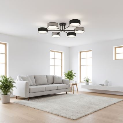 Lampadario a plafone MAGA 6xE14/10W/230V nero/grigio