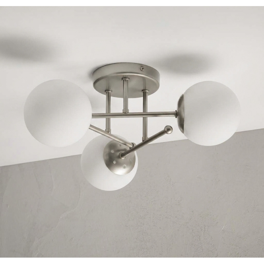 Lampadario a plafone MALENA 3xE14/5W/230V cromo opaco/bianco