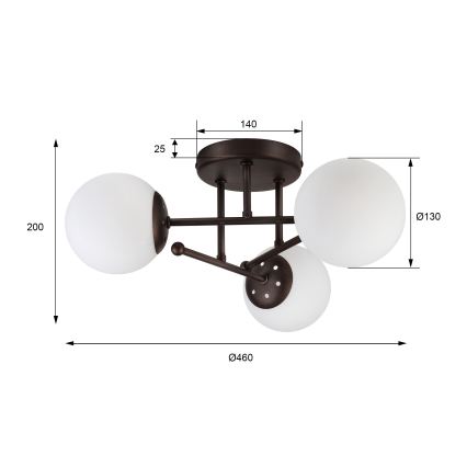 Lampadario a plafone MALENA 3xE14/5W/230V marrone/bianco