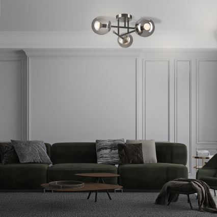 Lampadario a plafone MALENA 3xE14/5W/230V nero/fumé