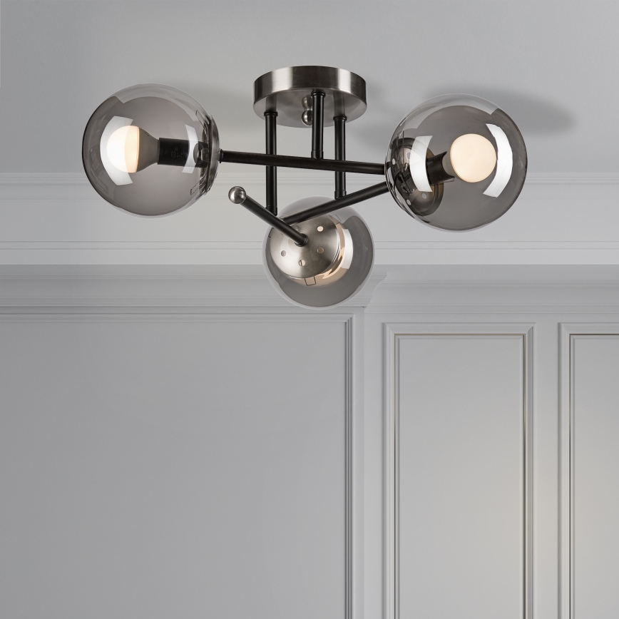 Lampadario a plafone MALENA 3xE14/5W/230V nero/fumé