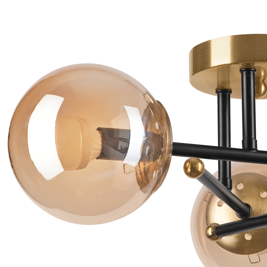 Lampadario a plafone MALENA 3xE14/5W/230V oro/nero/fumé beige