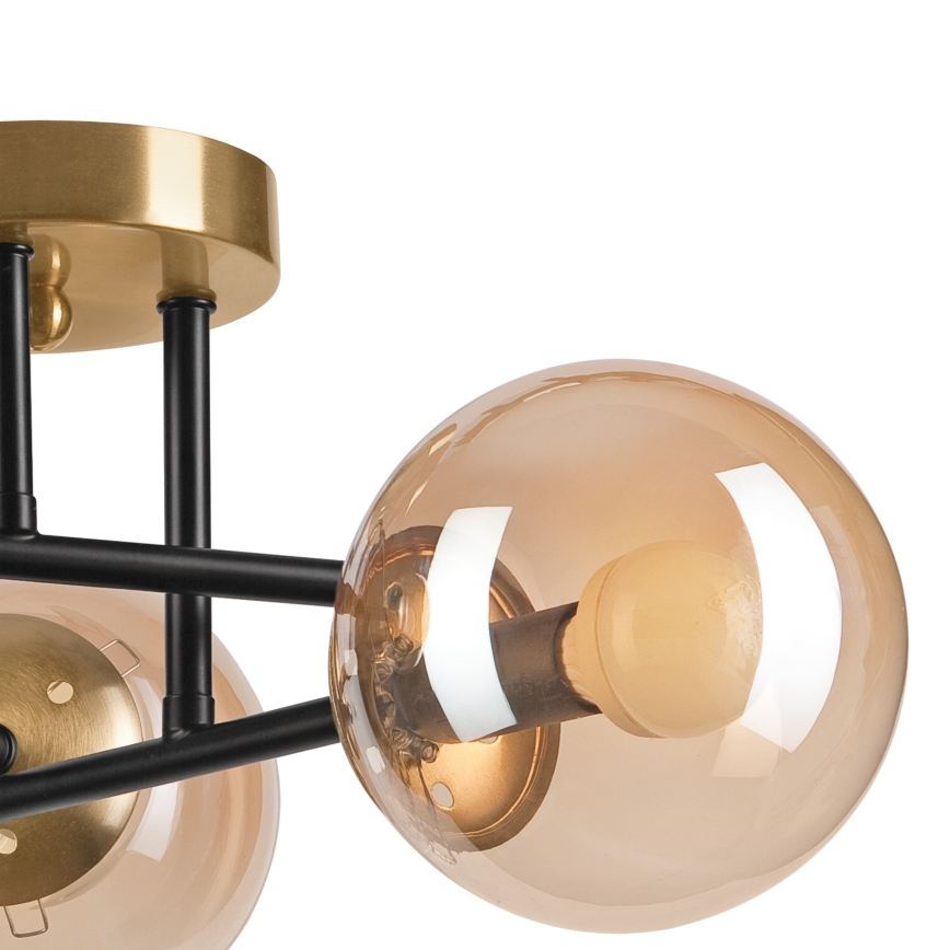 Lampadario a plafone MALENA 3xE14/5W/230V oro/nero/fumé beige