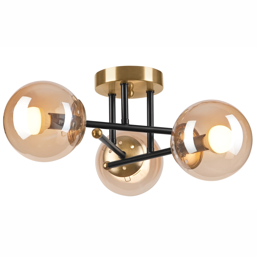 Lampadario a plafone MALENA 3xE14/5W/230V oro/nero/fumé beige
