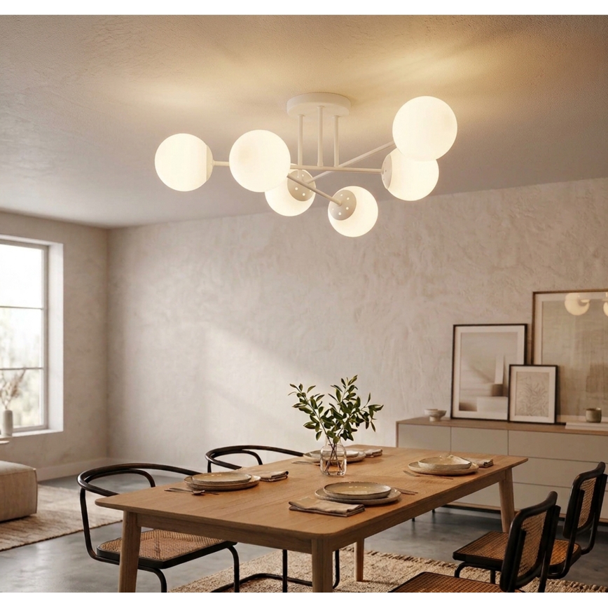Lampadario a plafone MALENA 6xE14/5W/230V bianco