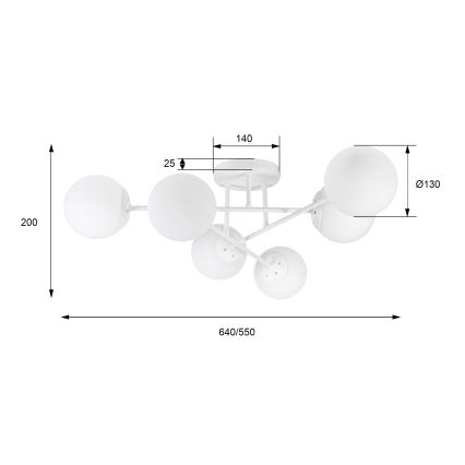 Lampadario a plafone MALENA 6xE14/5W/230V bianco