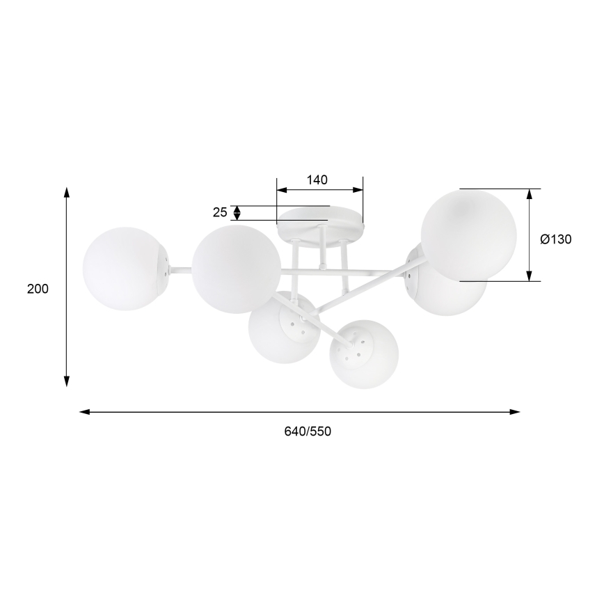 Lampadario a plafone MALENA 6xE14/5W/230V bianco