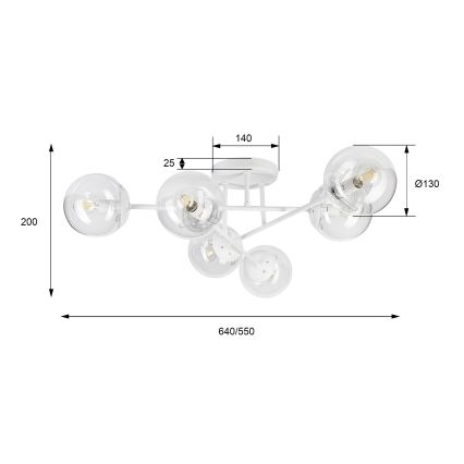 Lampadario a plafone MALENA 6xE14/5W/230V bianco/trasparente