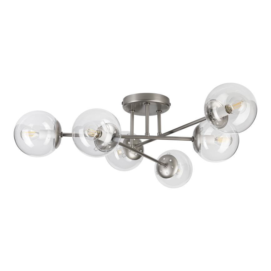 Lampadario a plafone MALENA 6xE14/5W/230V cromo opaco/trasparente
