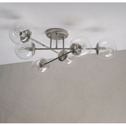 Lampadario a plafone MALENA 6xE14/5W/230V cromo opaco/trasparente