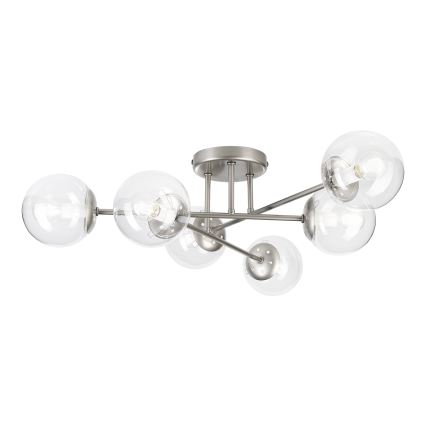 Lampadario a plafone MALENA 6xE14/5W/230V cromo opaco/trasparente