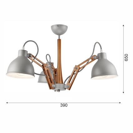 Lampadario a plafone MARCELLO 3xE27/60W/230V faggio - FSC certificato