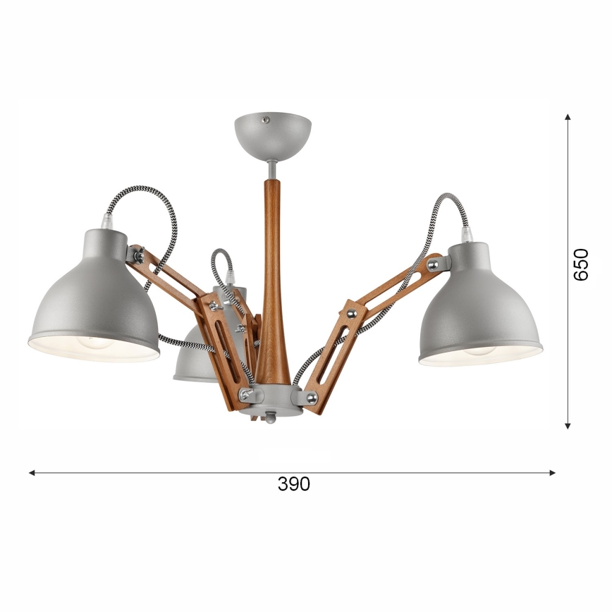 Lampadario a plafone MARCELLO 3xE27/60W/230V faggio - FSC certificato