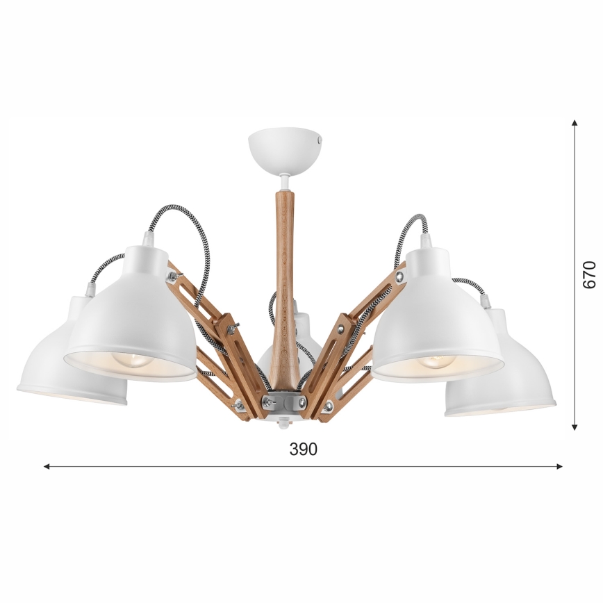 Lampadario a plafone MARCELLO 5xE27/60W/230V - FSC certificato