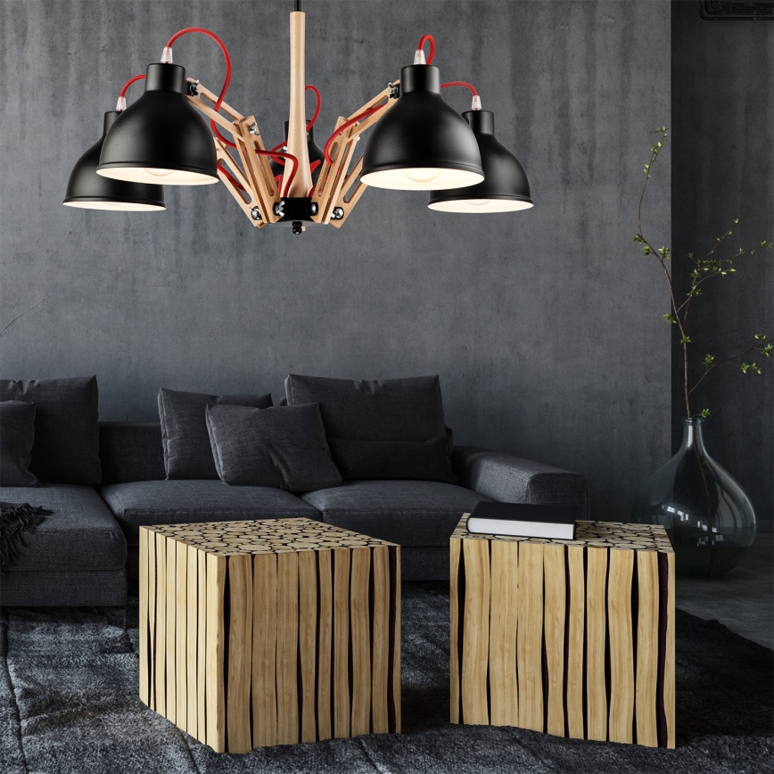 Lampadario a plafone MARCELLO 5xE27/60W/230V faggio