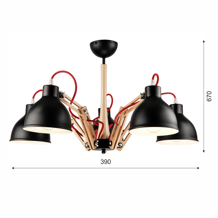 Lampadario a plafone MARCELLO 5xE27/60W/230V faggio