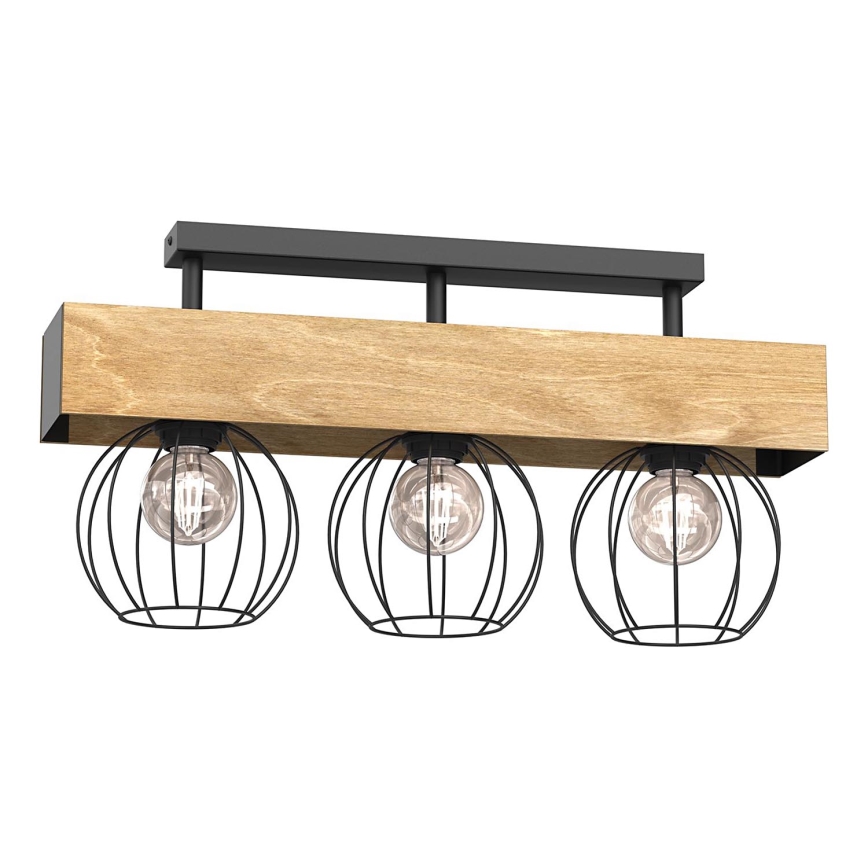 Lampadario a plafone MENTON 3xE27/15W/230V nero/marrone/quercia