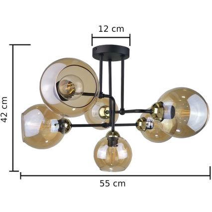 Lampadario a plafone MONDE GOLD 6xE27/60W/230V