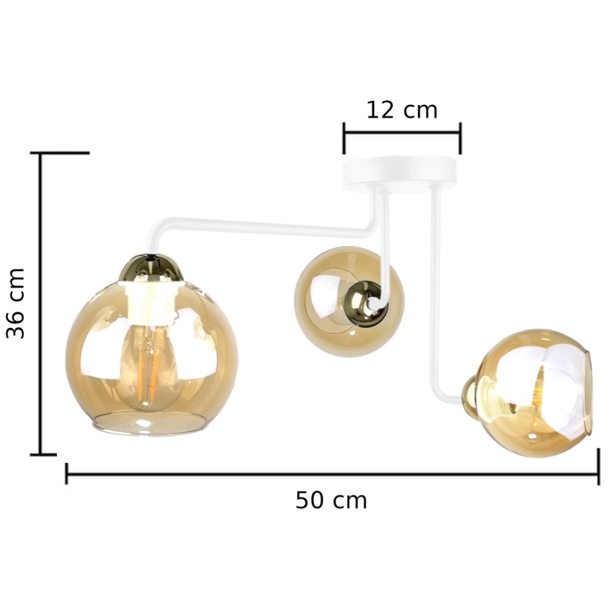 Lampadario a plafone MONDE WHITE 3xE27/60W/230V