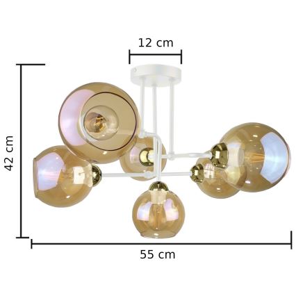 Lampadario a plafone MONDE WHITE 6xE27/60W/230V