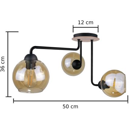 Lampadario a plafone MONDE WOOD 3xE27/60W/230V