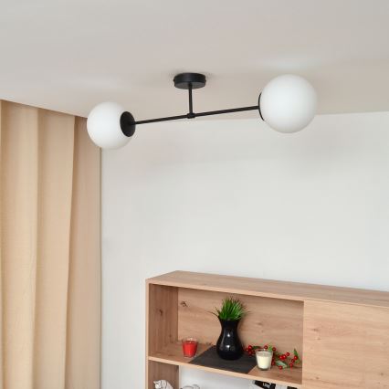 Lampadario a plafone MOON 2xE27/15W/230V nero