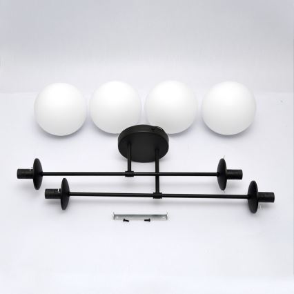 Lampadario a plafone MOON 4xE27/15W/230V nero