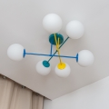 Lampadario a plafone MOON 6xE27/15W/230V turchese/giallo/blu