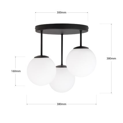 Lampadario a plafone MOONLIGHT 3xE27/15W/230V nero