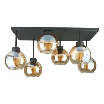 Lampadario a plafone NESSA 6xE27/60W/230V nero/fumé beige