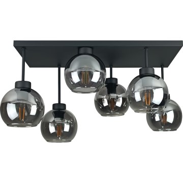 Lampadario a plafone NESSA 6xE27/60W/230V nero/fumé nero