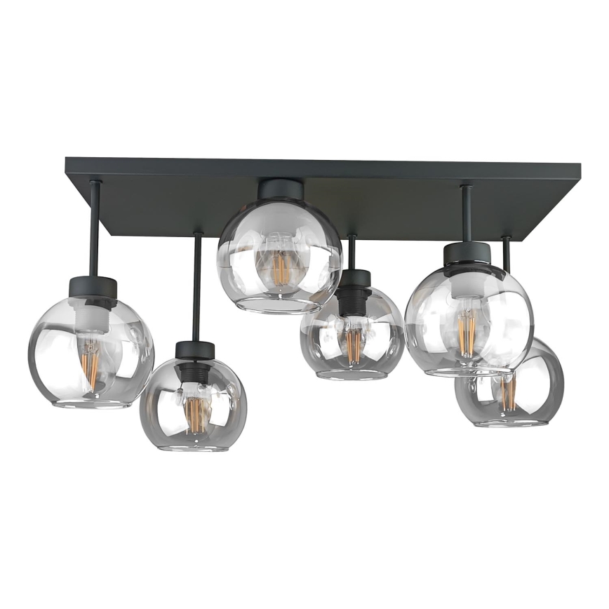 Lampadario a plafone NESSA 6xE27/60W/230V nero/limpido