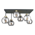 Lampadario a plafone NESSA 6xE27/60W/230V nero/oro/limpido