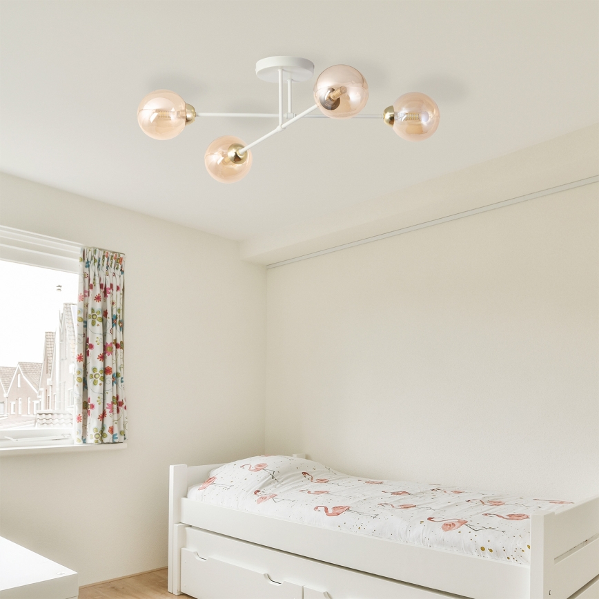Lampadario a plafone OBSIDIAN 4xG9/10W/230V crema/dorato/beige fumé