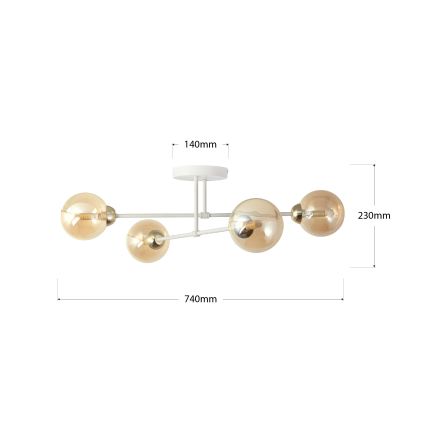 Lampadario a plafone OBSIDIAN 4xG9/10W/230V crema/dorato/beige fumé