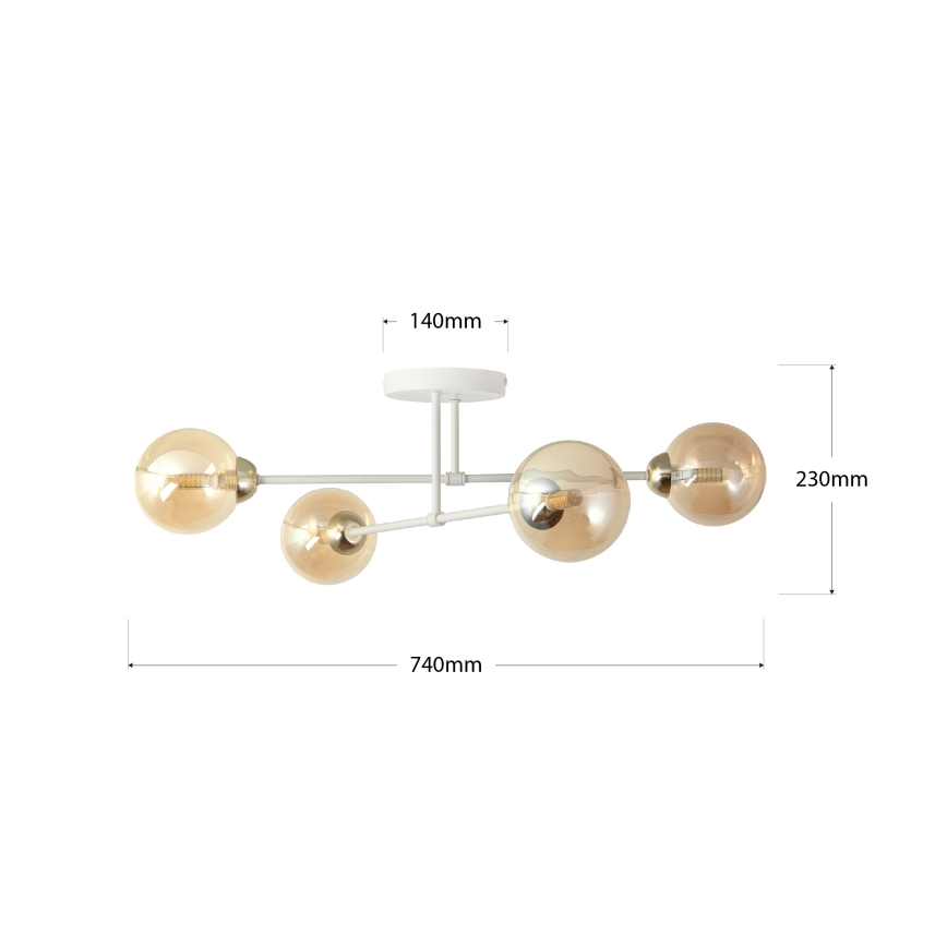 Lampadario a plafone OBSIDIAN 4xG9/10W/230V crema/dorato/beige fumé