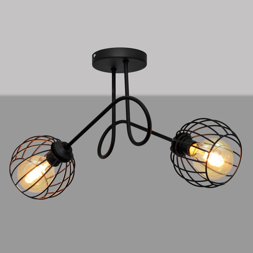 Lampadario a plafone OXFORD 2xE27/15W/230V nero