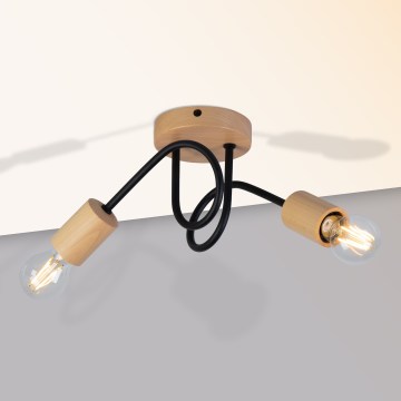 Lampadario a plafone OXFORD 2xE27/15W/230V pino/nero
