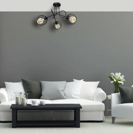 Lampadario a plafone OXFORD 3xE27/15W/230V nero