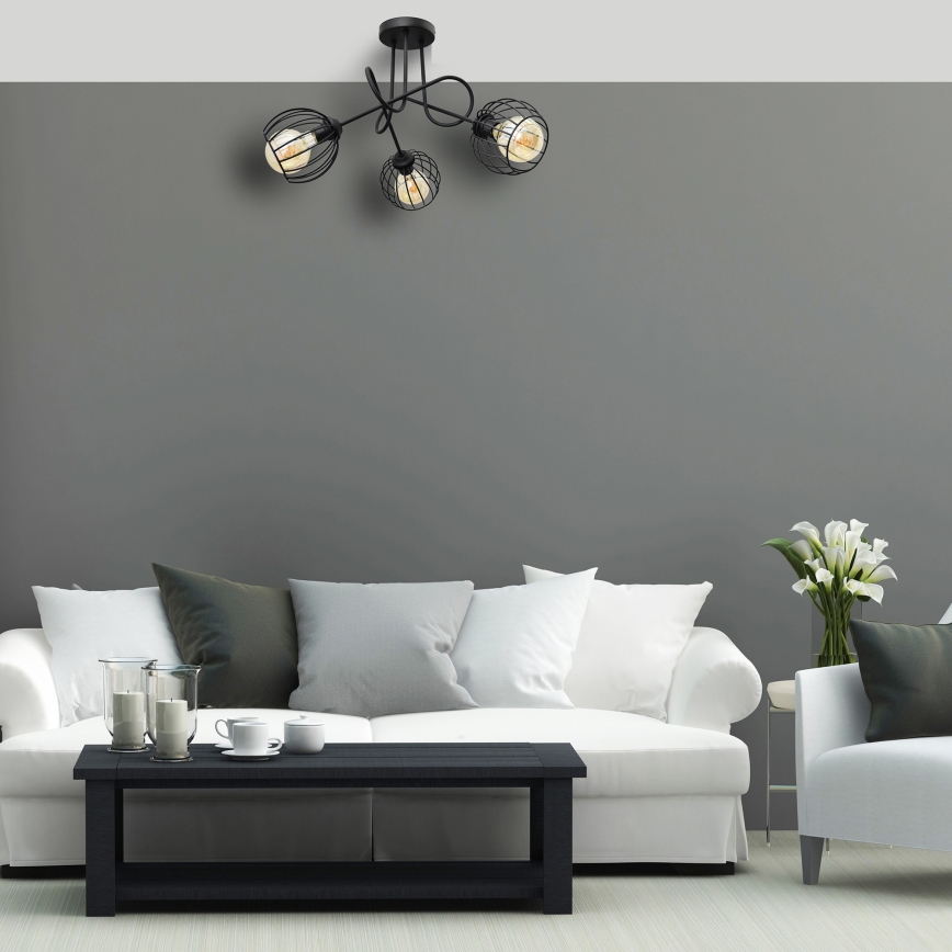 Lampadario a plafone OXFORD 3xE27/15W/230V nero