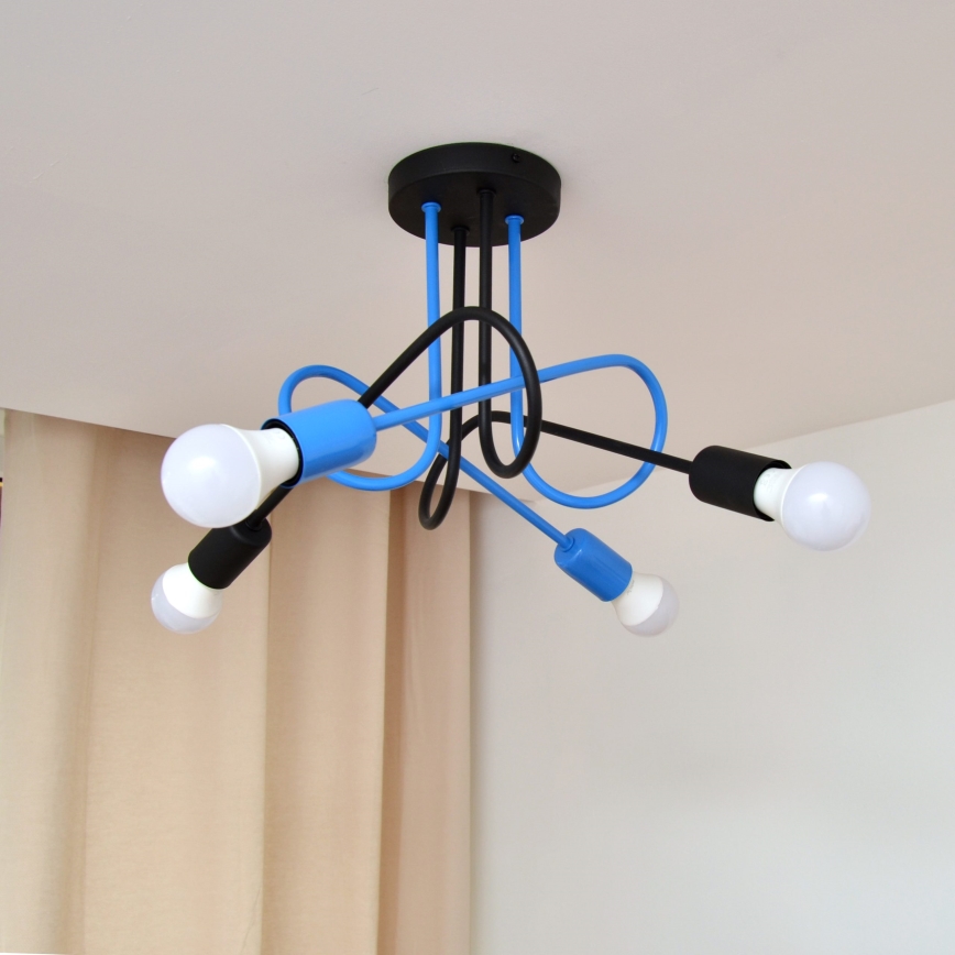 Lampadario a plafone OXFORD 4xE27/15W/230V nero/blu