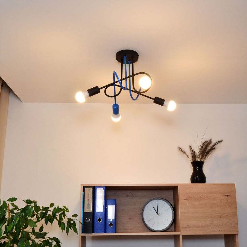Lampadario a plafone OXFORD 4xE27/15W/230V nero/blu