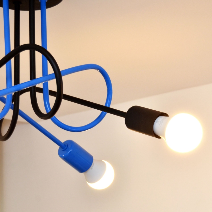 Lampadario a plafone OXFORD 4xE27/15W/230V nero/blu