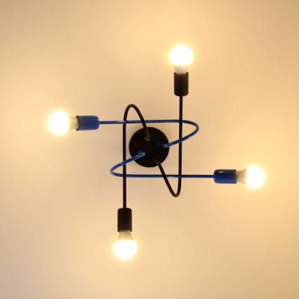 Lampadario a plafone OXFORD 4xE27/15W/230V nero/blu