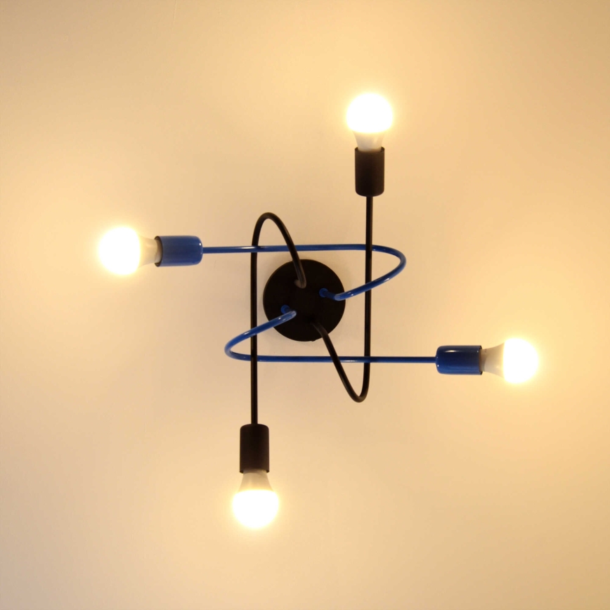 Lampadario a plafone OXFORD 4xE27/15W/230V nero/blu