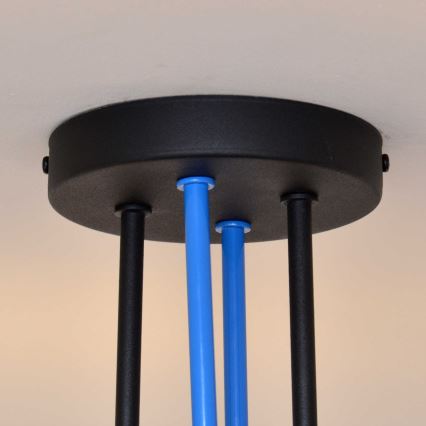 Lampadario a plafone OXFORD 4xE27/15W/230V nero/blu