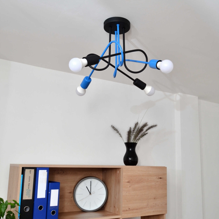 Lampadario a plafone OXFORD 4xE27/15W/230V nero/blu