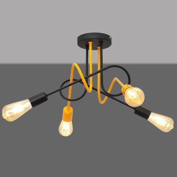 Lampadario a plafone OXFORD 4xE27/15W/230V nero/giallo