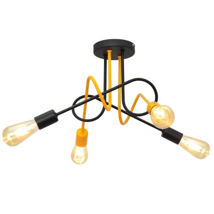 Lampadario a plafone OXFORD 4xE27/15W/230V nero/giallo